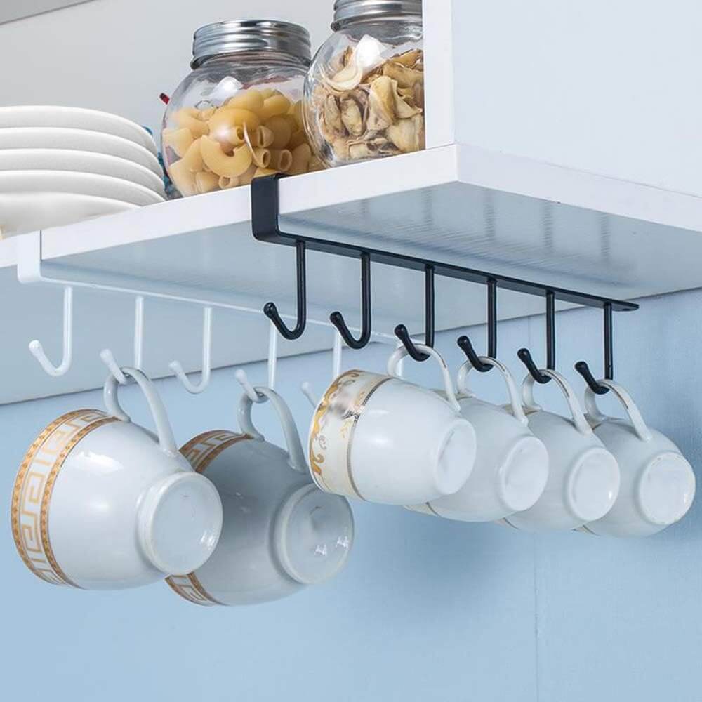 Soporte para utensilios de cocina de pared con 6 ganchos