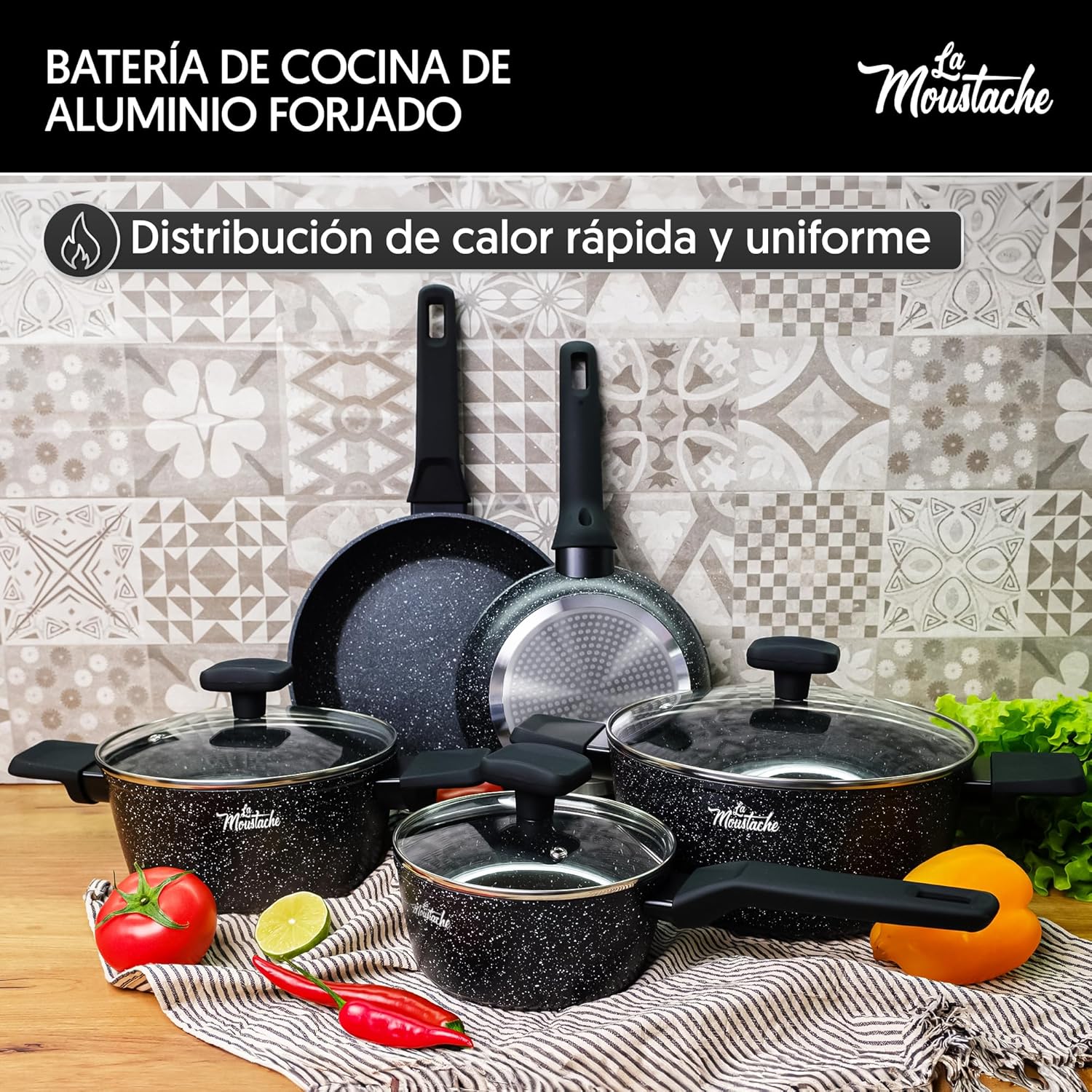 Batería de Cocina Antiadherente de Aluminio