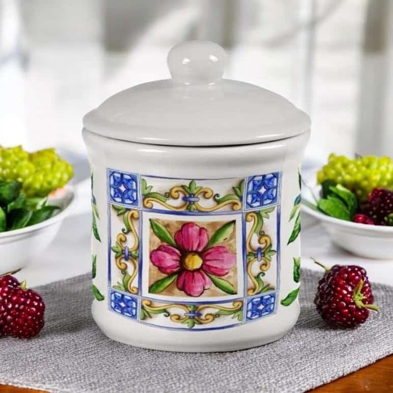 Tarro de cerámica Tierra y Sol, recipiente para alimentos con tapón, tarro de cocina, 11 cm