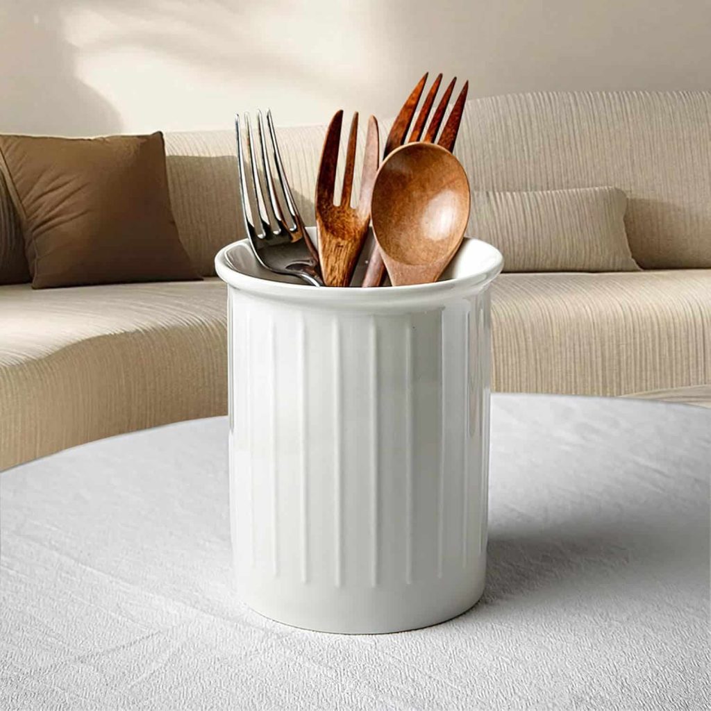 Soporte Utensilios Cocina de Cerámica, Soporte de Cerámica para Cubiertos